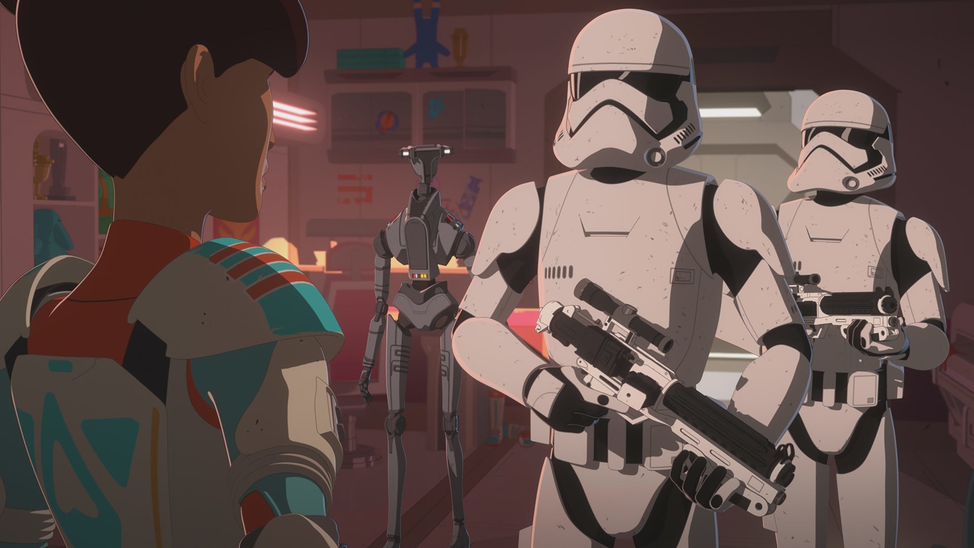 First Order stormtroopers confronted Doza in her quarters while searching for a Resistance spy.