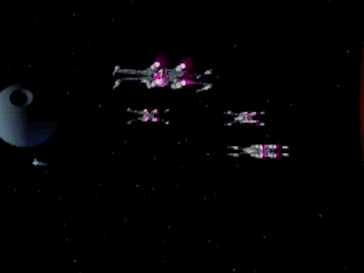 Blue Squadron approaches the Death Star.