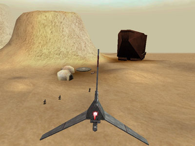 "Beggar's Canyon": The T-16 skyhopper flies towards the famous canyon.