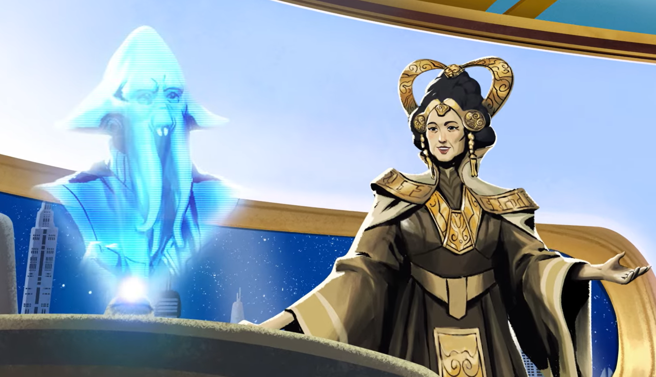 Kyong Greylark and Orlen Mollo were co-chancellors of the Galactic Republic.