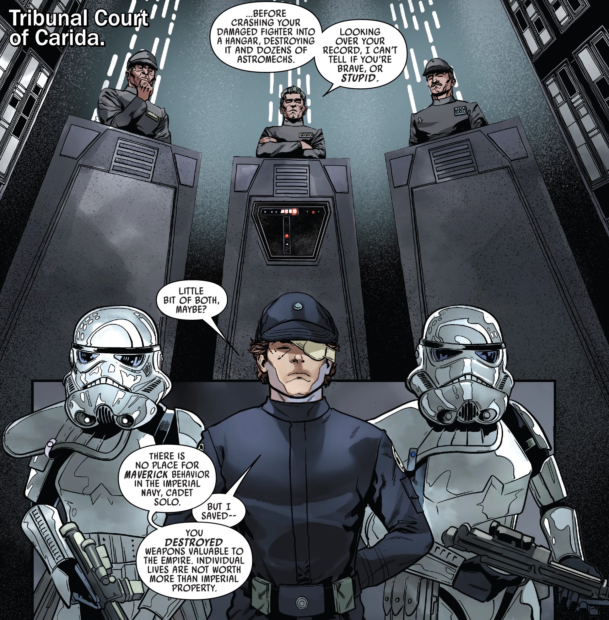 Almudin's dialogue was slightly altered in the comic adaptation of Solo.