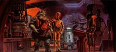 C-3PO e R2-D2 davanti a EV-9D9