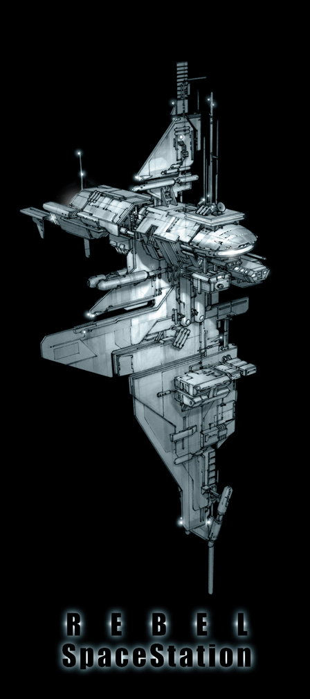 Concept art of Rebel space stations for Star Wars Galaxies: Jump to Lightspeed.