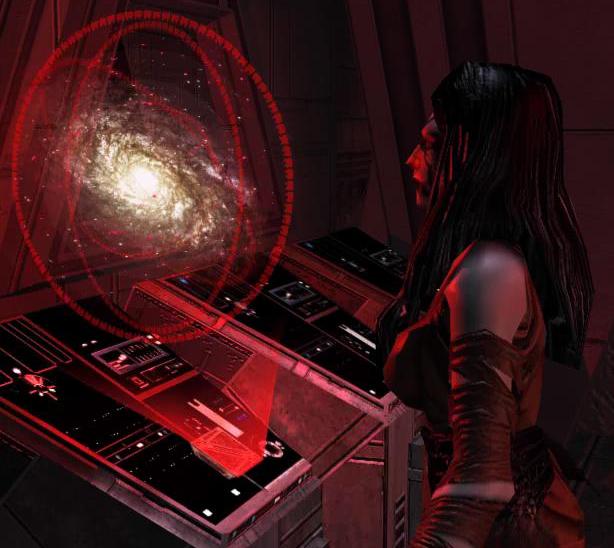 Silri views the Star Map located in the Sith holocron.