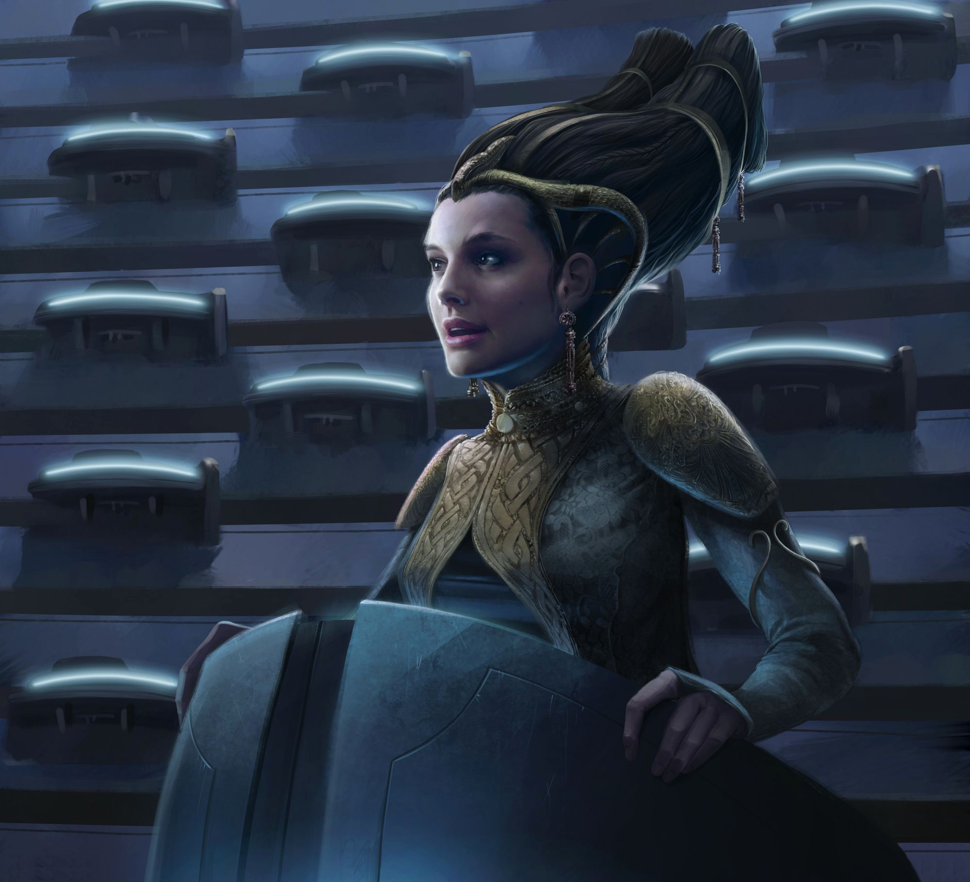 After interviewing for a position with Padmé Amidala (pictured), Tepoh then entered the employ of one of the queen's former handmaidens, Saché.