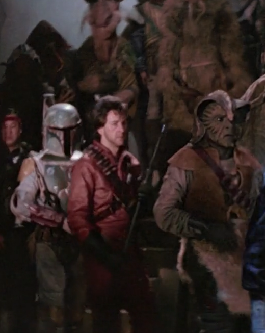 Ardon Crell (far left) was the Moisture Farmers of Tatooine's representative in Jabba the Hutt's palace.