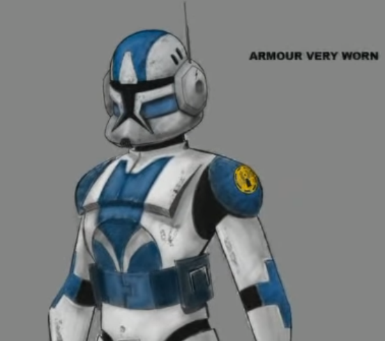 Concept art of a special ops clone trooper with blue markings