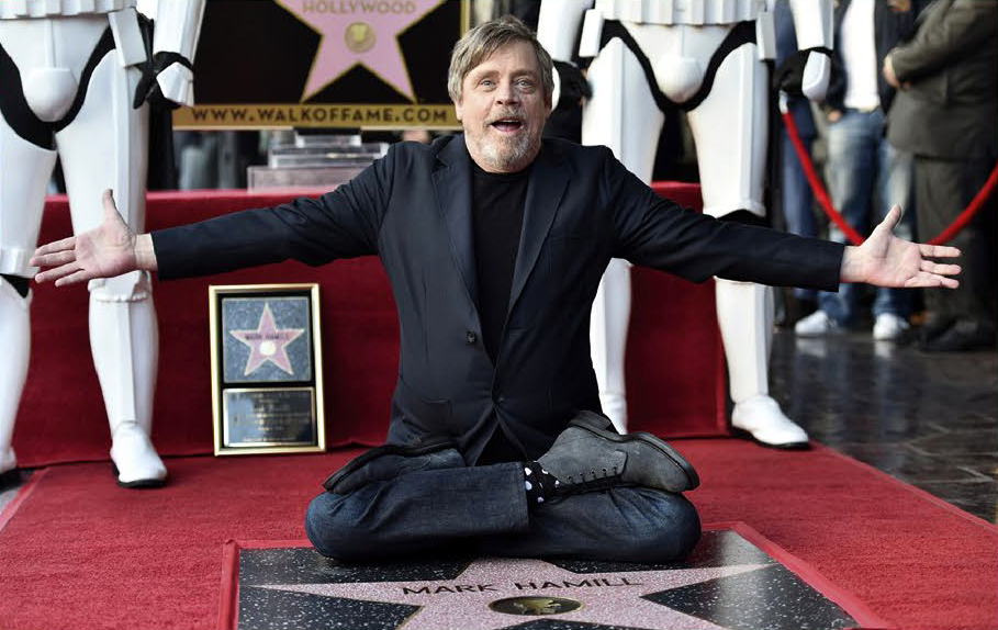 Hamill poses for a picture when presented his star on the Walk of Fame in Hollywood in 2018