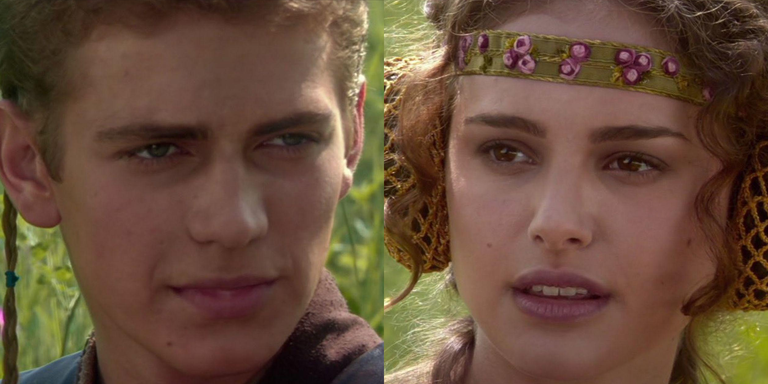 Democratic politics were discussed between Anakin Skywalker (left) and Padmé Amidala (right).