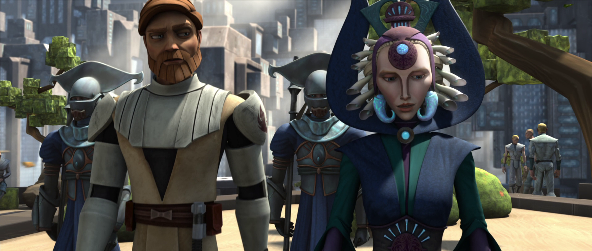 Satine informs Obi-Wan of the current state of Mandalore.