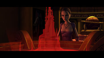 Padmé registra le prove che provano la colpevolezza di Clovis e la falsità di Lott Dod