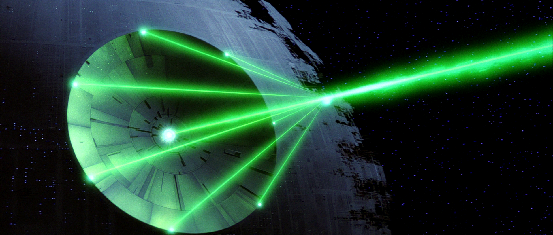 The Death Star II's superlaser firing during the Battle of Endor.