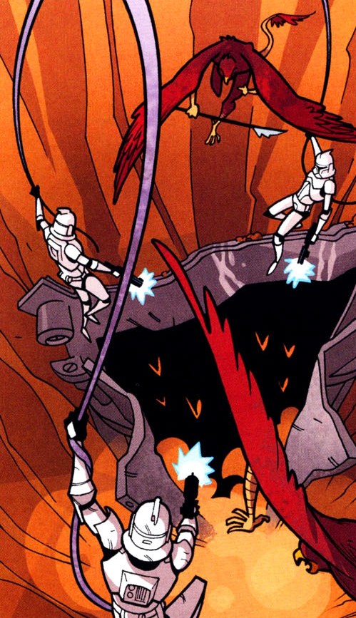 Clone troopers and Rishii warriors attack the mines.