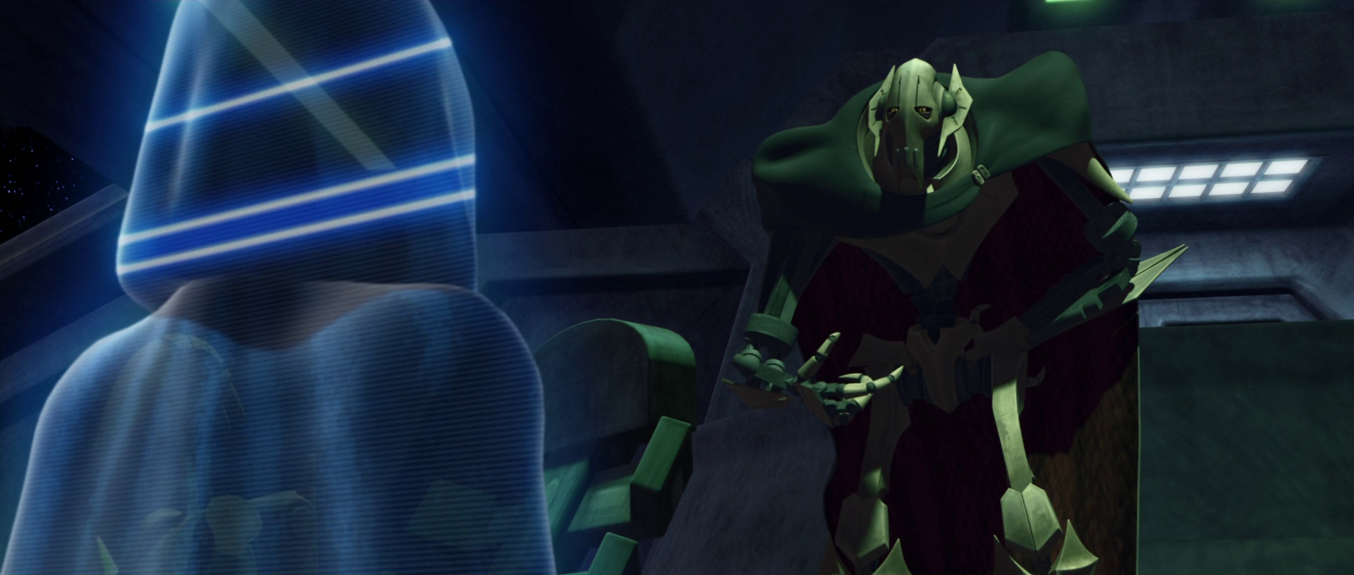 Grievous confers with Asajj Ventress.