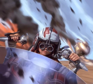 On Black Rock, Quadinaros once again raced against Anakin Skywalker.