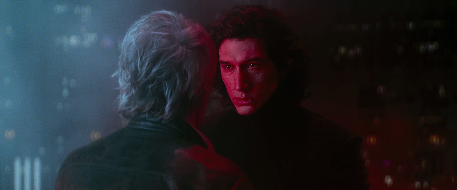 Han attempts to convince his son to abandon the dark side.