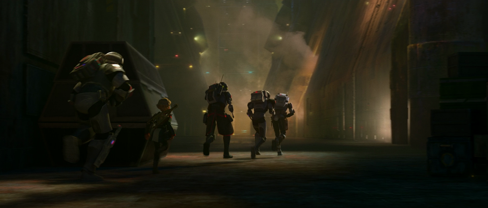 The squad approaches the droid decommissioning facility