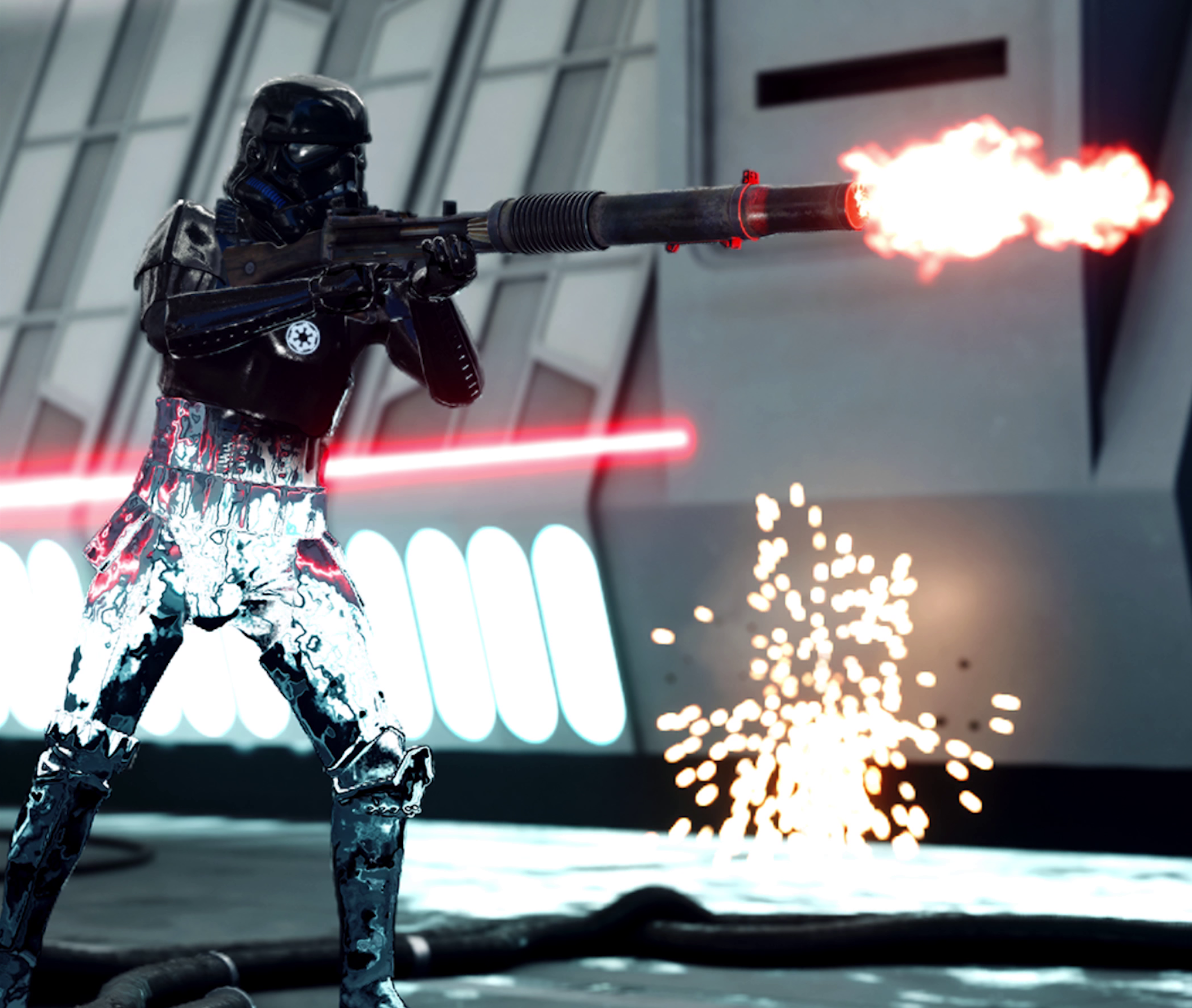 A shadow trooper in action in Star Wars Battlefront