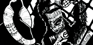 Lonay approaches a chained Snoova.