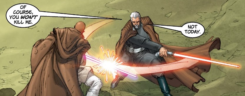 Windu and Dooku dueling.