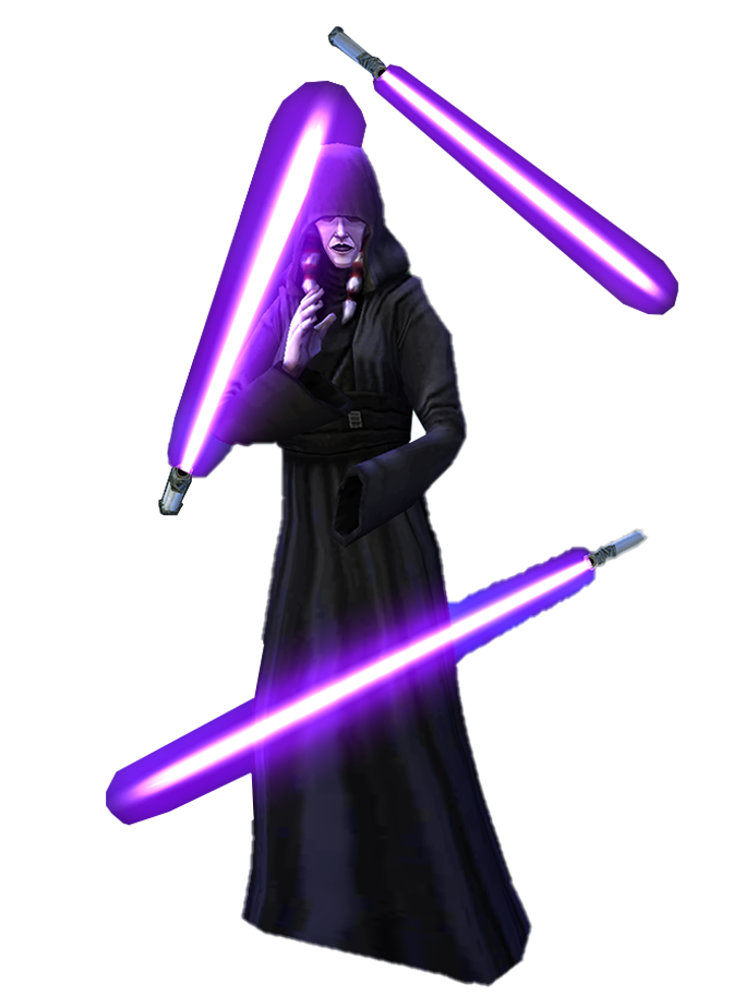 Kreia wielded three lightsabers at the end of her life.