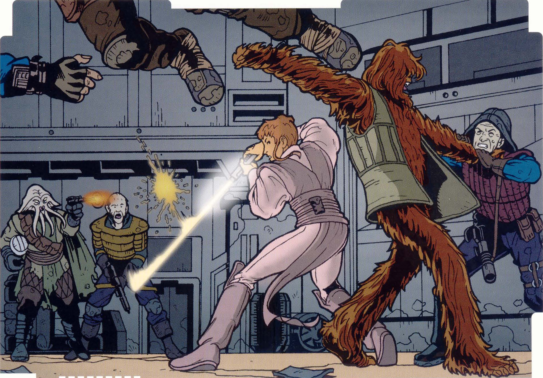 Rorworr demonstrates a Wookiee's strength while fighting alongside Sia-Lan Wezz.