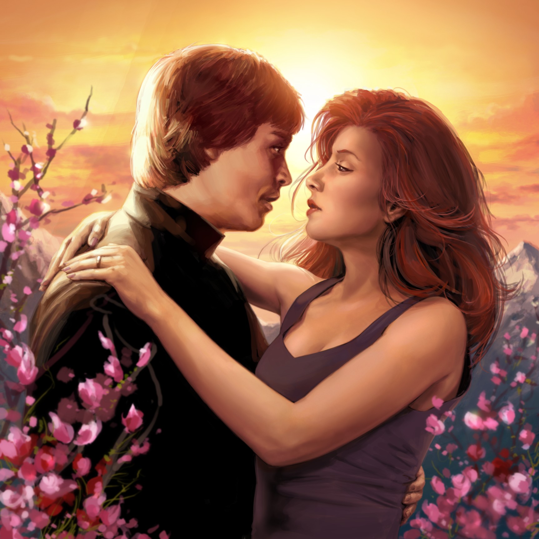 Mara Jade Skywalker with Luke Skywalker on their second honeymoon