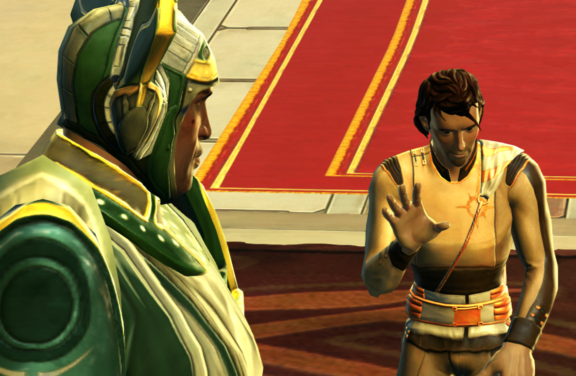 Sull uses his persuasion skills to deceive Master Arfan Ramos, the leader of the Green Jedi