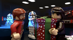 Anakin Skywalker brings a gift to Obi-Wan Kenobi