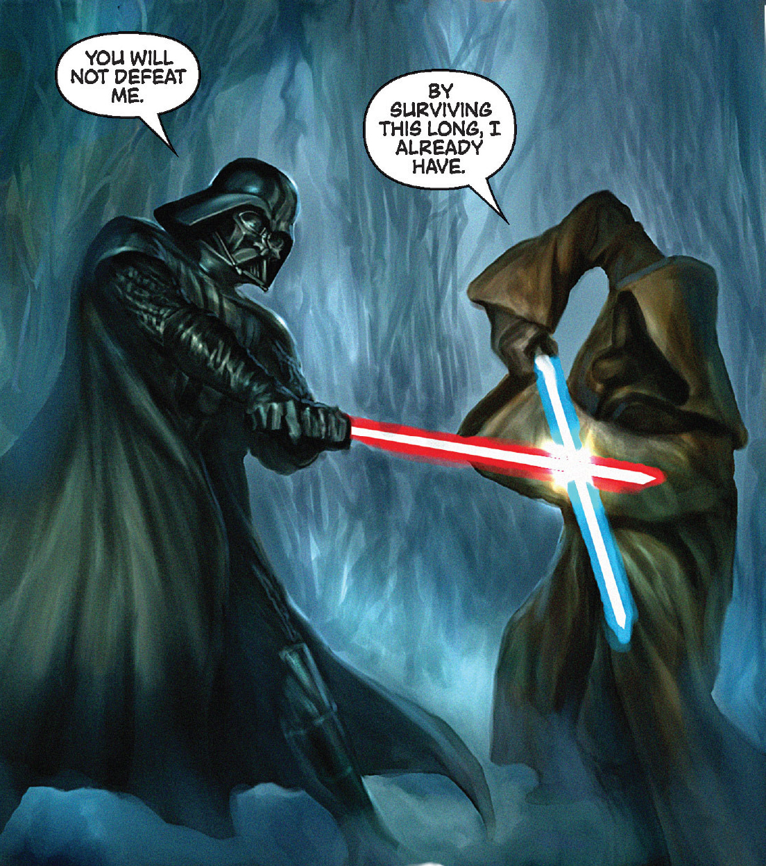 Dendro fights against Darth Vader.