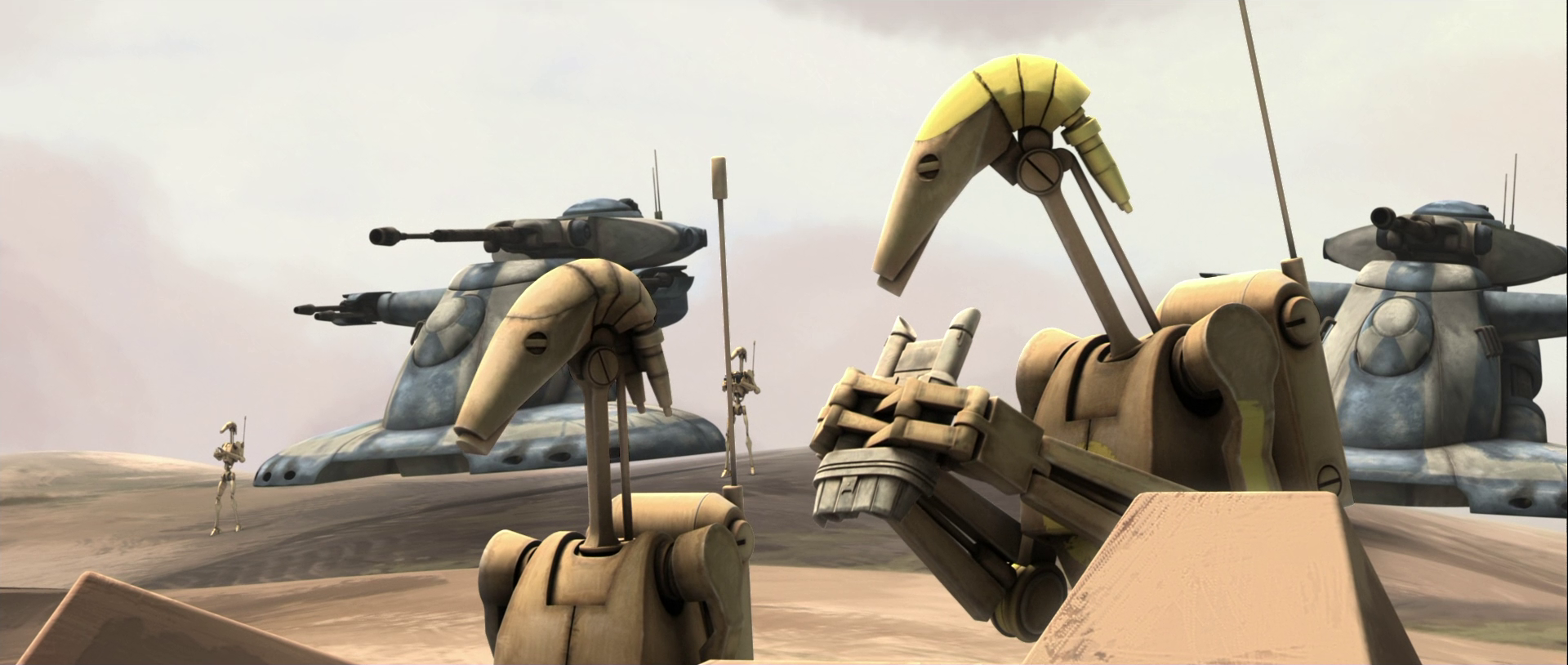 The OOM command battle droid and a B1 battle droid