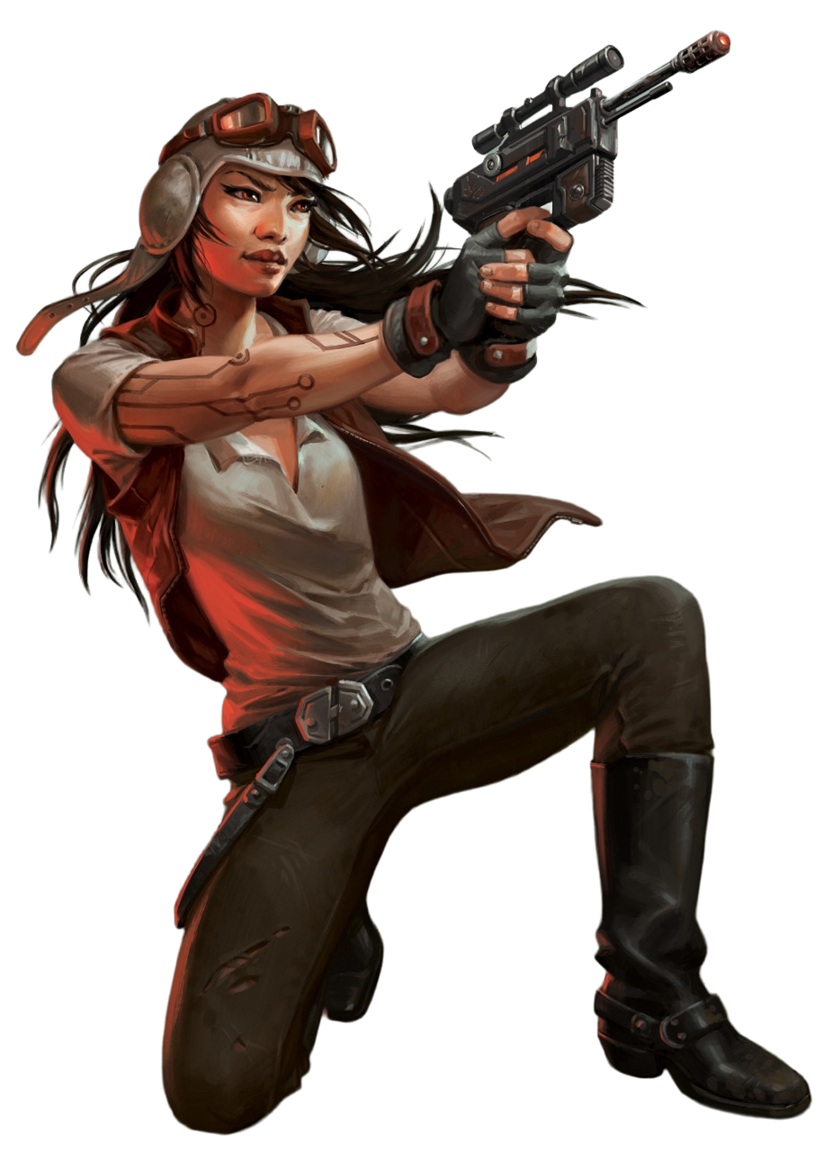 Doctor Aphra wielding a blaster