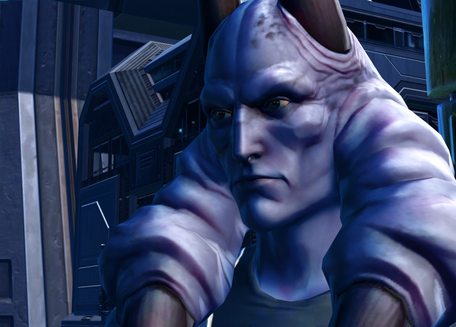 Rusk on Dromund Kaas, traveling with the crew to the Dark Temple.