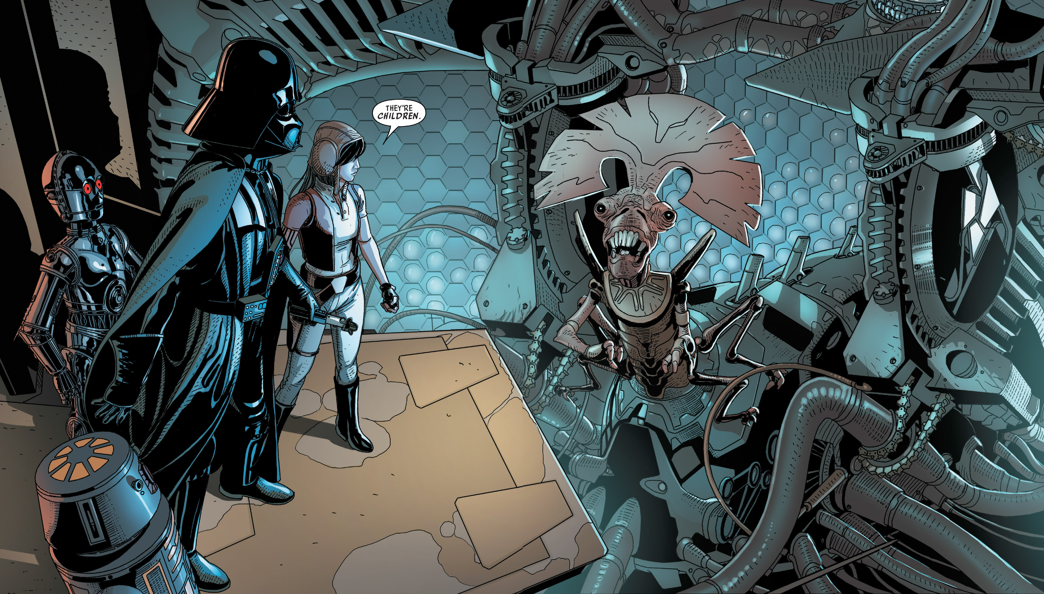 Darth Vader traveled to Geonosis to steal the droid factory from Karina.