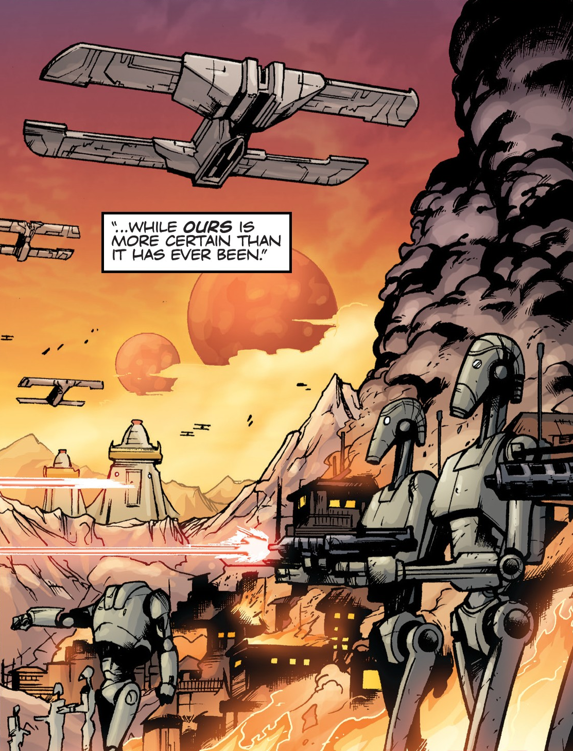 The Separatist forces destroy the Nightbrother village.