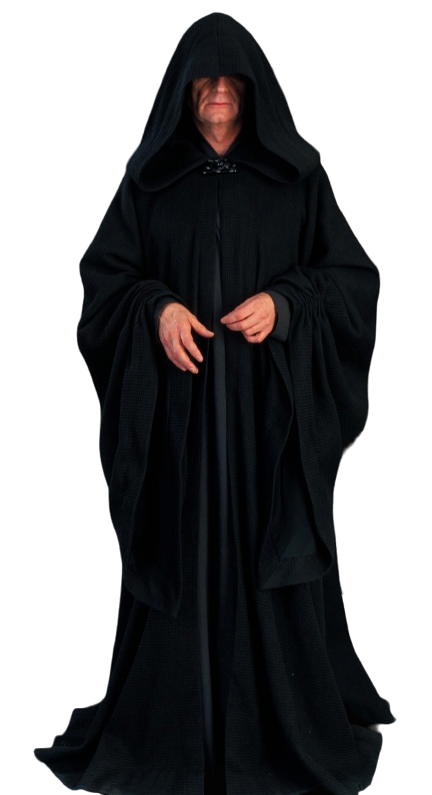 Darth Sidious wore dark, concealing Sith robes.