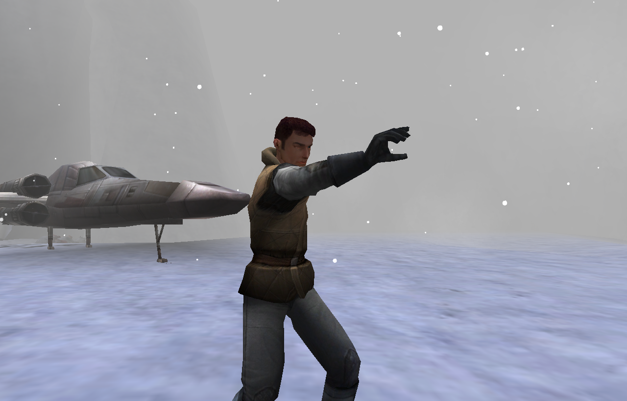 Korr tries to sense the Force aura on Hoth.