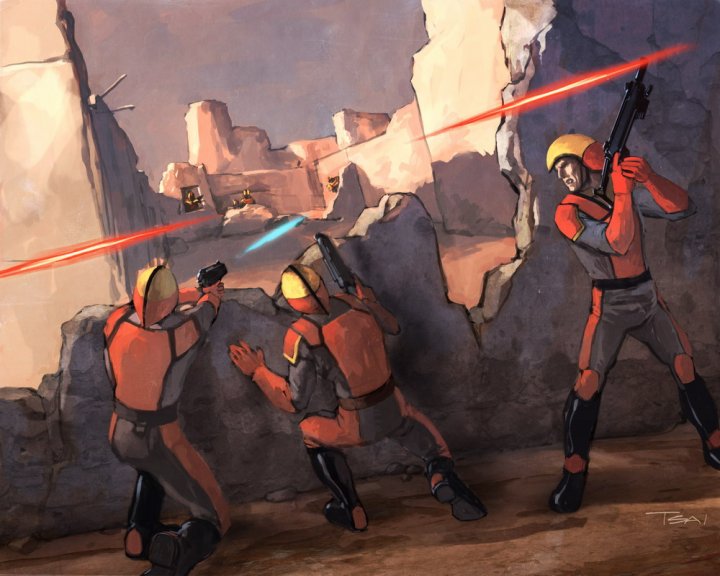 Soldiers battling the Sith