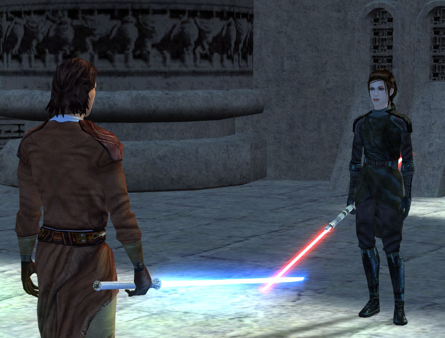 Revan briefly battled Shan atop the Temple of Ancients.