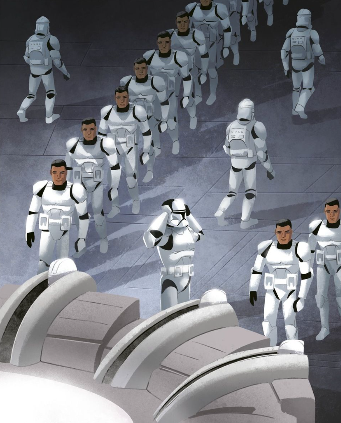 The clones of Jango Fett wore standard white armor that was developed on their homeworld of Kamino.