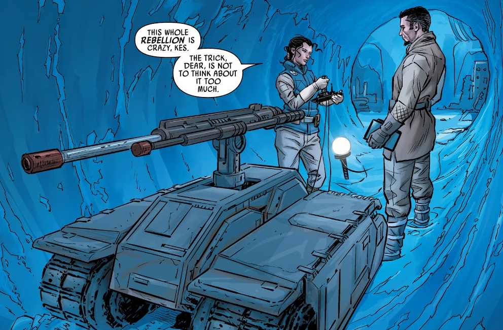 Dameron and Bey working on Echo Base's tunnels