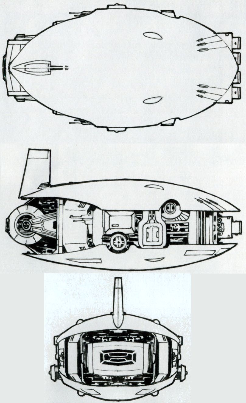 Top and side profile of a Crix-class diplomatic shuttle.