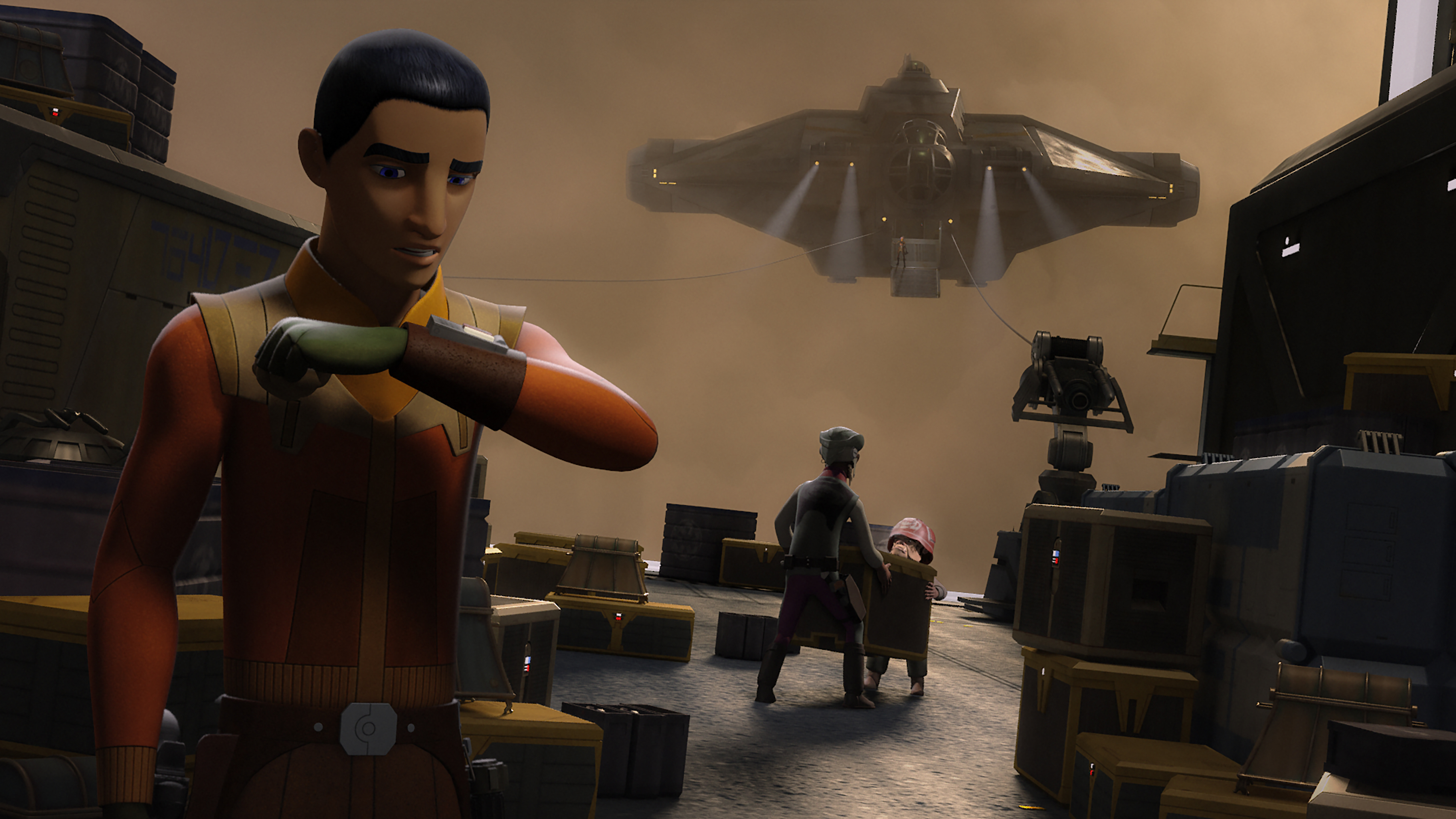 Ezra Bridger and Hondo Ohnaka recovered the cargo of a Class four container transport.