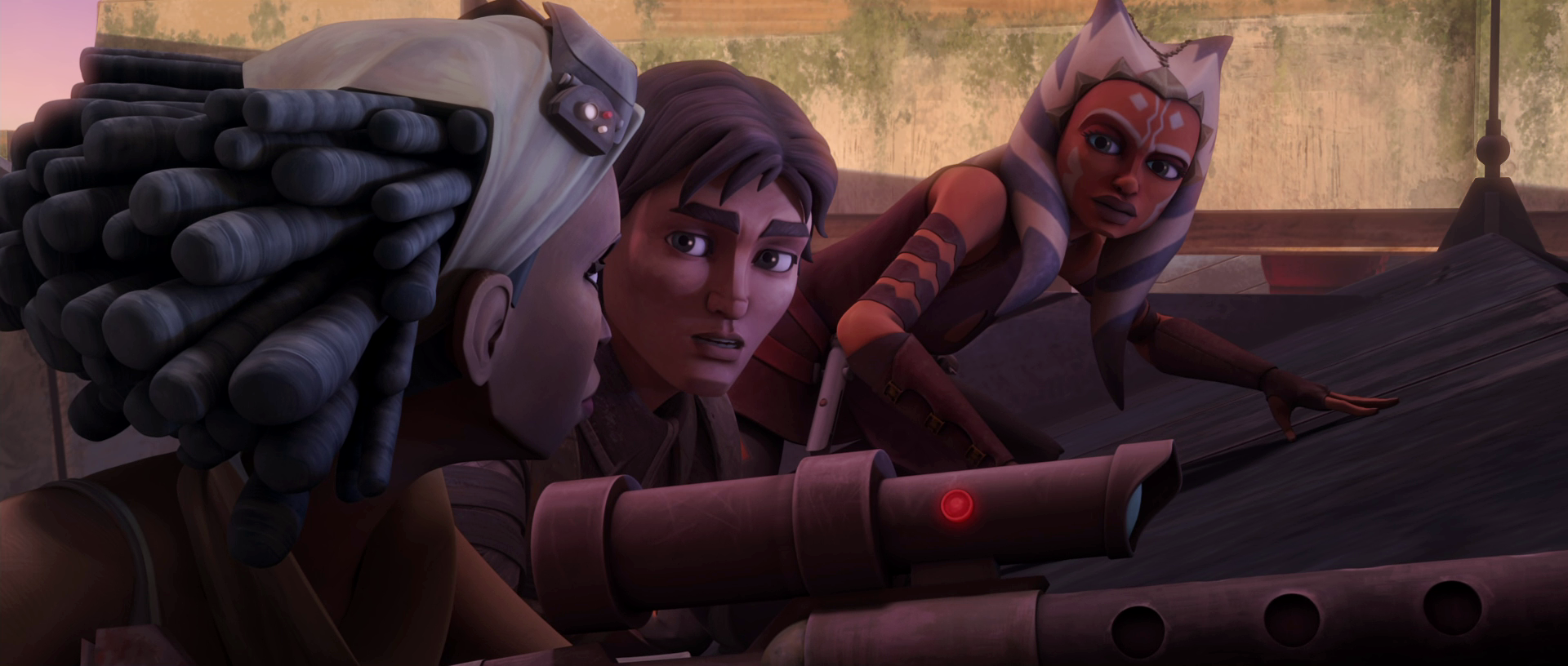 Ahsoka, Lux, and Steela scouting the Separatist forces.