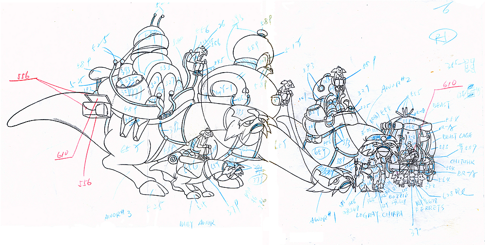 The awor's name is listed on this animation thumbnail sketch by the Nelvana animation studio.