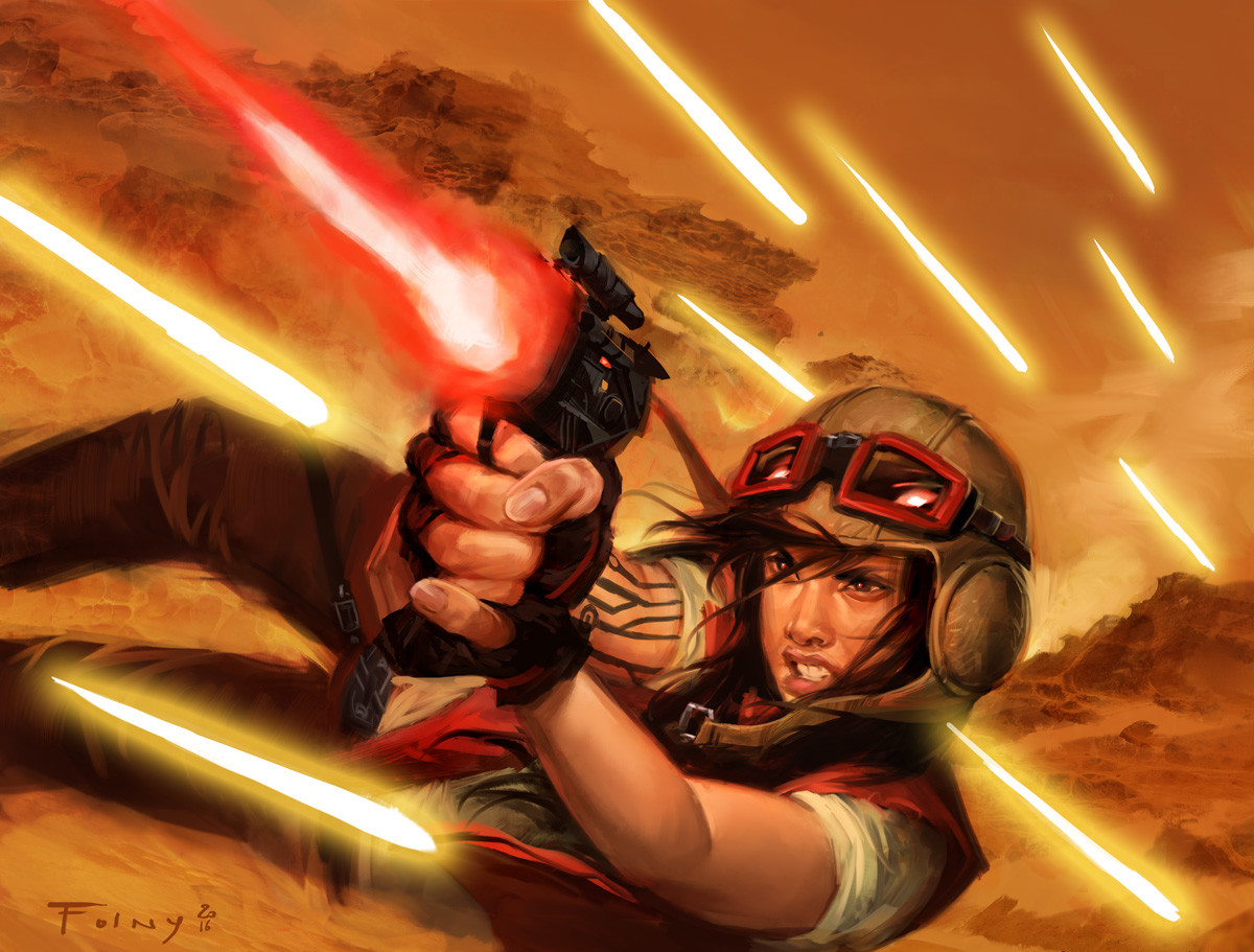 Aphra dodges fire from Han Solo on Vrogas Vas