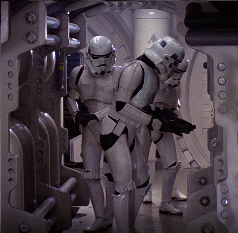 Tarvyn Lareka (left) searches the corridors of the Tantive IV