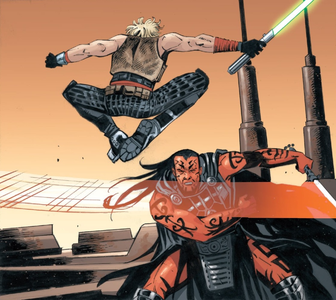 Stryfe dueling Cade Skywalker.