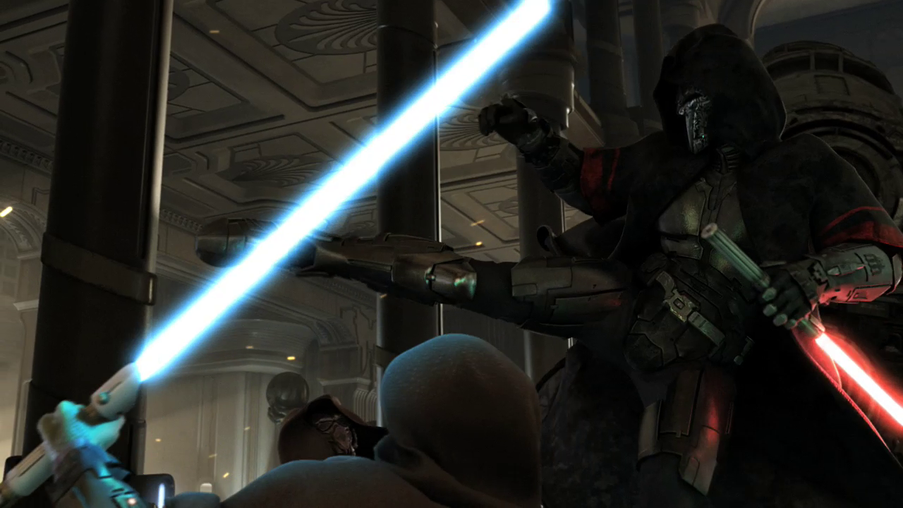 A Sith Warrior invading the Jedi Temple