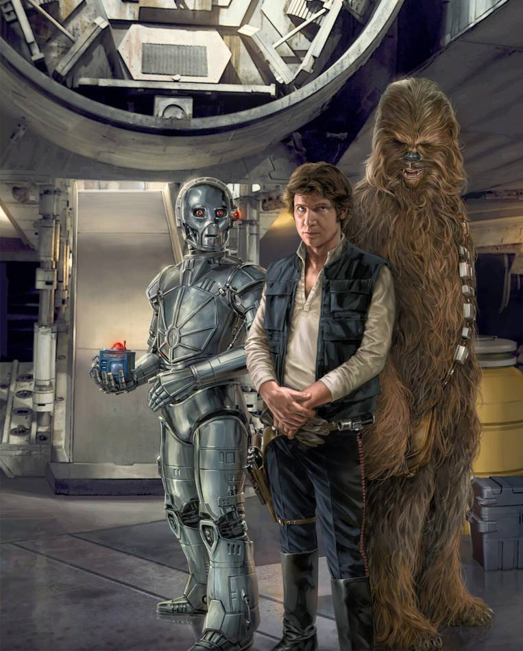 Blue Max, held by Bollux, along with Han Solo and Chewbacca